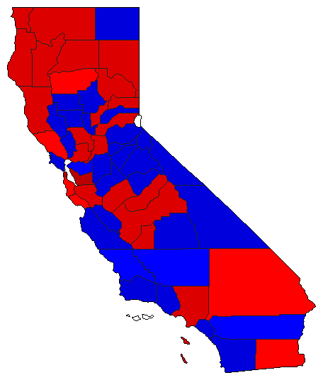 1974 California County Map of General Election Results for Governor