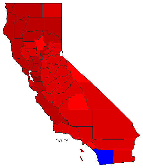 1974 California County Map of General Election Results for Secretary of State