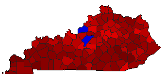 1975 Kentucky County Map of Democratic Primary Election Results for Governor