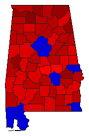 1976 Alabama County Map of General Election Results for President
