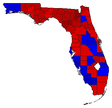 1976 Florida County Map of General Election Results for President
