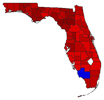1976 Florida County Map of General Election Results for Senator