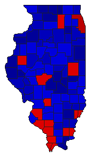 1976 Illinois County Map of Democratic Primary Election Results for Governor