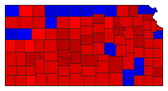 1976 Kansas County Map of General Election Results for State Treasurer