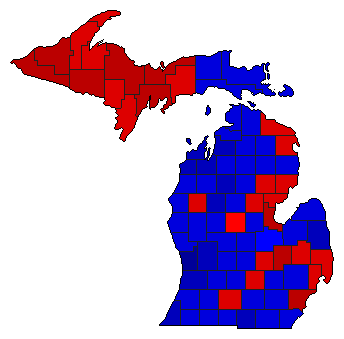 1976 Michigan County Map of General Election Results for Senator