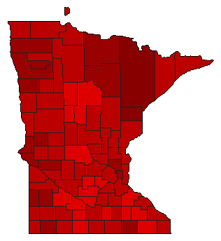 1976 Minnesota County Map of General Election Results for Senator