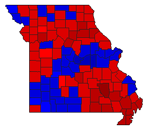1976 Missouri County Map of General Election Results for President