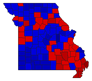 1976 Missouri County Map of General Election Results for Lt. Governor