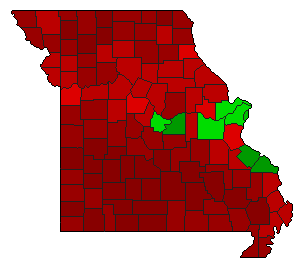 1976 Missouri County Map of Open Primary Election Results for Initiative