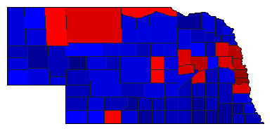 1976 Nebraska County Map of Democratic Primary Election Results for Senator