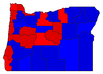 1976 Oregon County Map of General Election Results for President
