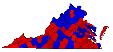 1976 Virginia County Map of General Election Results for President