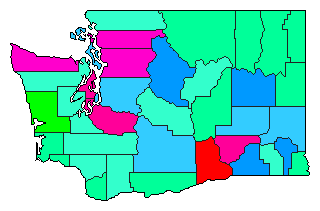 1976 Washington County Map of Open Primary Election Results for Governor