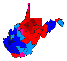 1976 West Virginia County Map of Democratic Primary Election Results for State Treasurer
