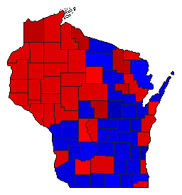 1976 Wisconsin County Map of General Election Results for President