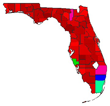 1978 Florida County Map of Democratic Primary Election Results for Attorney General
