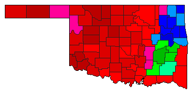 1978 Oklahoma County Map of Democratic Primary Election Results for Senator