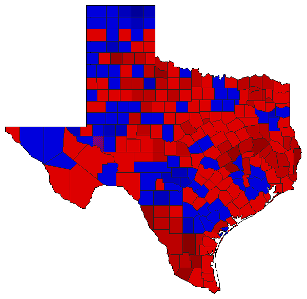 1978 Texas County Map of General Election Results for Senator