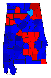 1980 Alabama County Map of Democratic Primary Election Results for Senator