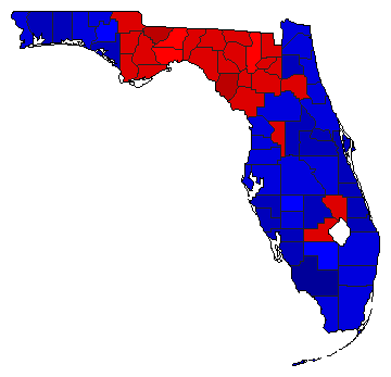 1980 Florida County Map of General Election Results for President