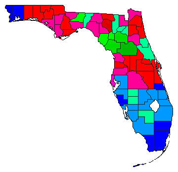 1980 Florida County Map of Democratic Primary Election Results for Senator