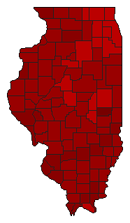 1980 Illinois County Map of Democratic Primary Election Results for Senator