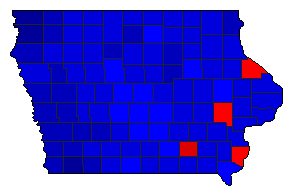 1980 Iowa County Map of General Election Results for President
