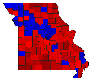 1980 Missouri County Map of Democratic Primary Election Results for Governor