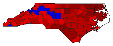 1980 North Carolina County Map of General Election Results for Governor