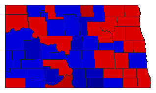 1980 North Dakota County Map of General Election Results for State Treasurer