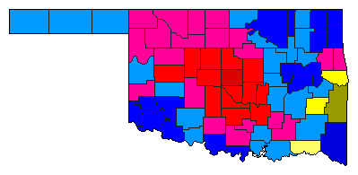 1980 Oklahoma County Map of Democratic Primary Election Results for Senator