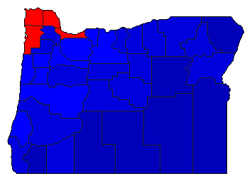 1980 Oregon County Map of General Election Results for President