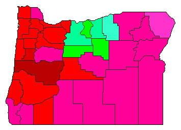 1980 Oregon County Map of Democratic Primary Election Results for Senator