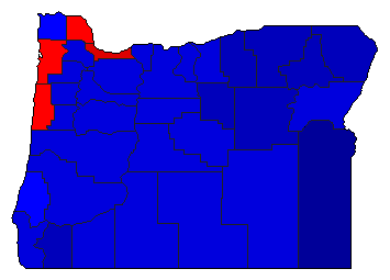 1980 Oregon County Map of General Election Results for State Treasurer