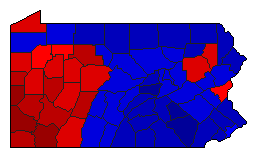 1980 Pennsylvania County Map of General Election Results for Senator