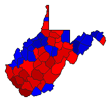 1980 West Virginia County Map of General Election Results for President