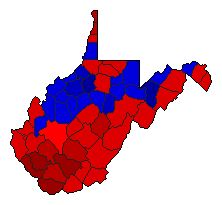 1980 West Virginia County Map of General Election Results for Governor