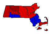 1982 Massachusetts County Map of Democratic Primary Election Results for Governor