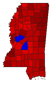 1982 Mississippi County Map of General Election Results for Senator