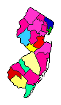 1982 New Jersey County Map of Democratic Primary Election Results for Senator