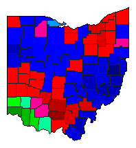 1982 Ohio County Map of Democratic Primary Election Results for Governor