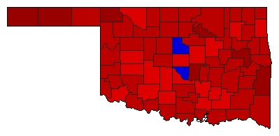 1982 Oklahoma County Map of Democratic Runoff Election Results for State Auditor