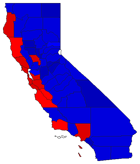 1982 California County Map of General Election Results for Governor