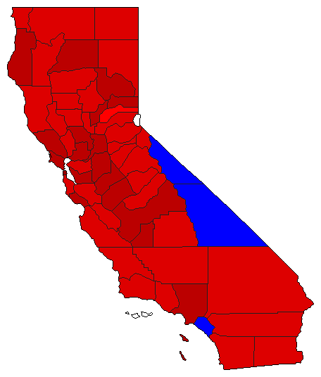 1982 California County Map of General Election Results for State Treasurer