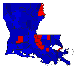 1984 Louisiana County Map of General Election Results for President
