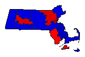 1984 Massachusetts County Map of General Election Results for President