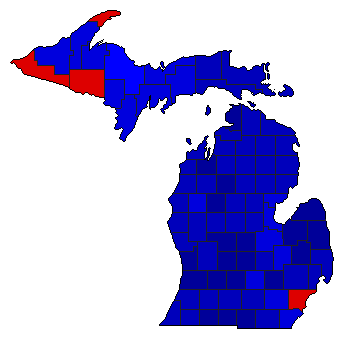 1984 Michigan County Map of General Election Results for President