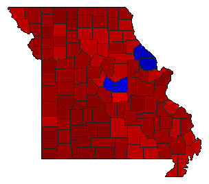 1984 Missouri County Map of Democratic Primary Election Results for Lt. Governor