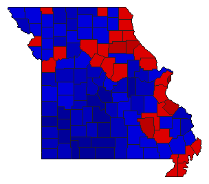 1984 Missouri County Map of General Election Results for State Treasurer