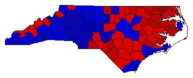 1984 North Carolina County Map of General Election Results for Governor